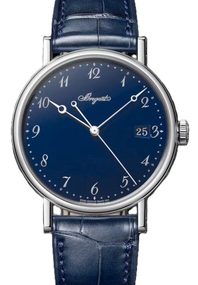 Breguet Classique Niebieski 38 mm Zloto biale 5177BB/2Y/9V6