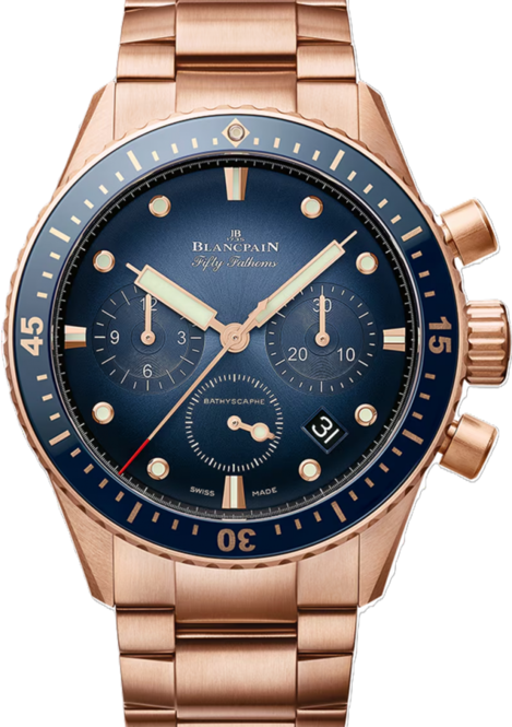 Blancpain Fifty Fathoms Niebieski 43 mm Złoto różowe 5200-3640-76S