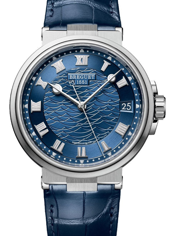 Breguet Marine Niebieski 40 mm Zloto biale
