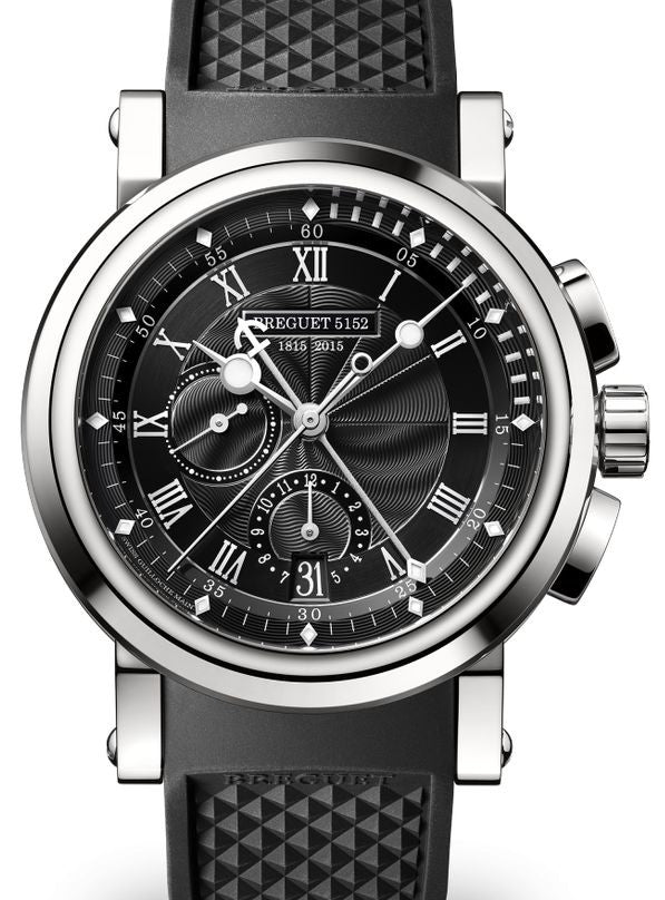 Breguet Marine Czarny 42 mm Platyna