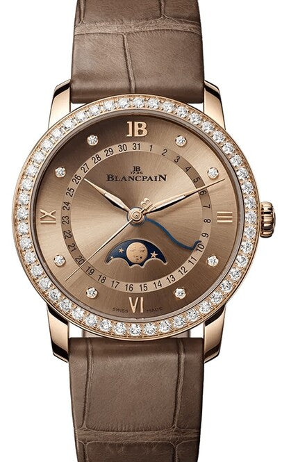 Blancpain Villeret Quantième Phases de Lune Brązowy 33 mm Złoto różowe 6126N-2946-55B