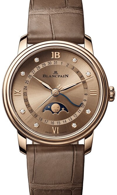Blancpain Villeret Quantième Phases de Lune Brązowy 33 mm Złoto różowe 6126N-3646-55B