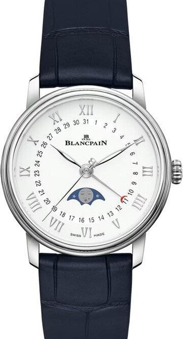 Blancpain Villeret Quantième Phases de Lune Biały 33 mm Stal 6126-1127-55B