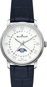 Blancpain Villeret Quantième Phases de Lune Biały 33 mm Stal 6126-1127-55B