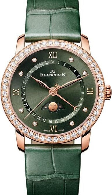 Blancpain Villeret Quantième Phases de Lune Zielony 33 mm Złoto różowe 6126-2953-55B