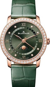 Blancpain Villeret Quantième Phases de Lune Zielony 33 mm Złoto różowe 6126-2953-55B