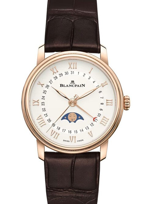 Blancpain Villeret Quantième Phases de Lune Biały 33 mm Złoto różowe 6126-3642-55B