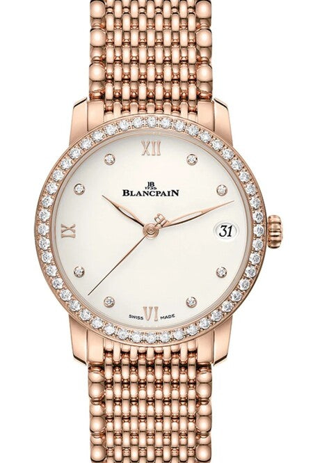 Blancpain Villeret Women Date Srebrny 33 mm Złoto różowe 6127-2987-MMB