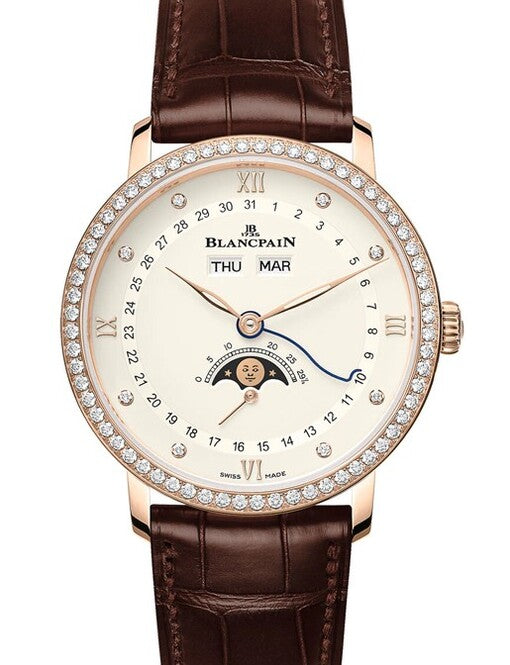 Blancpain Villeret Quantième Complet Srebrny 38 mm Złoto różowe 6264-2987-55B
