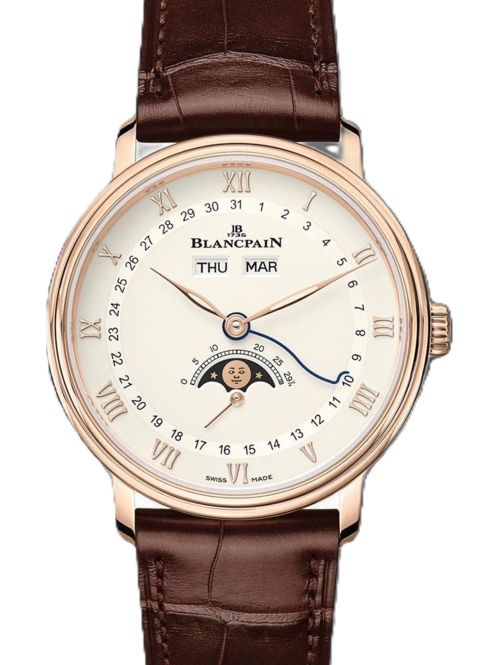 Blancpain Villeret Quantième Complet Biały 38 mm Złoto czerwone 6264-3642-55B