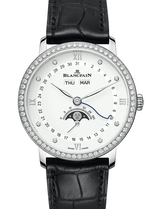 Blancpain Villeret Quantième Complet Biały 38 mm Stal 6264-4628-55B