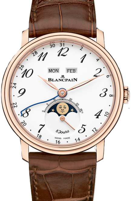 Blancpain Villeret Quantième Complet Biały 42 mm Złoto różowe 6639A-3631-55B