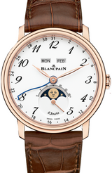 Blancpain Villeret Quantième Complet Biały 42 mm Złoto różowe 6639A-3631-55B