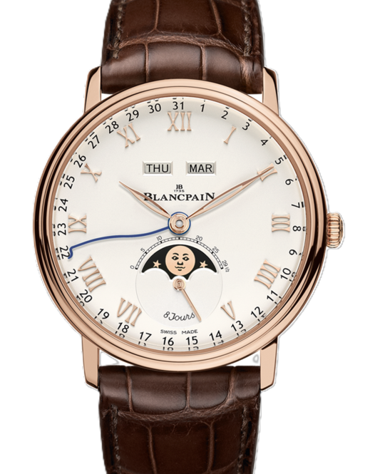 Blancpain Villeret Quantième Complet Srebrny 42 mm Złoto różowe 6639-3642-55B