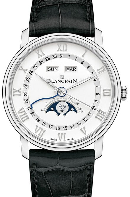 Blancpain Villeret Quantième Complet Biały 40 mm Stal 6654A-1127-55B