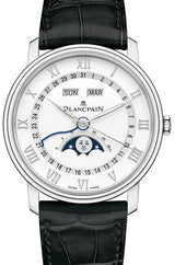Blancpain Villeret Quantième Complet Biały 40 mm Stal 6654A-1127-55B