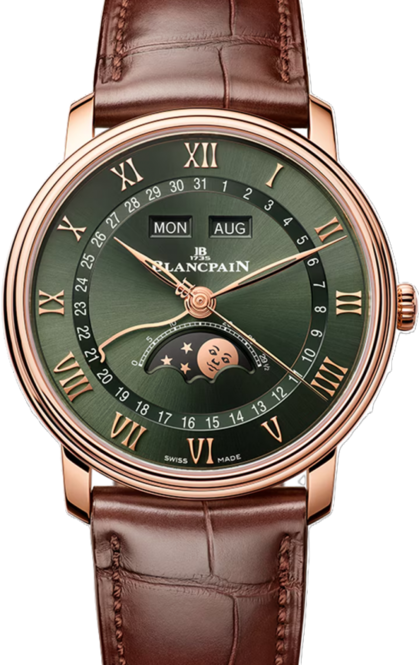 Blancpain Villeret Quantième Complet Zielony 40 mm Złoto różowe 6654A-3653-55B