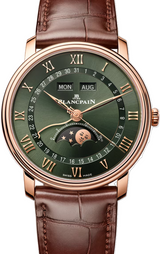 Blancpain Villeret Quantième Complet Zielony 40 mm Złoto różowe 6654A-3653-55B