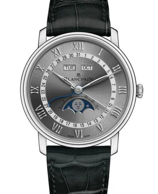 Blancpain Villeret Quantième Complet Szary 40 mm Stal 6654-1113-55B