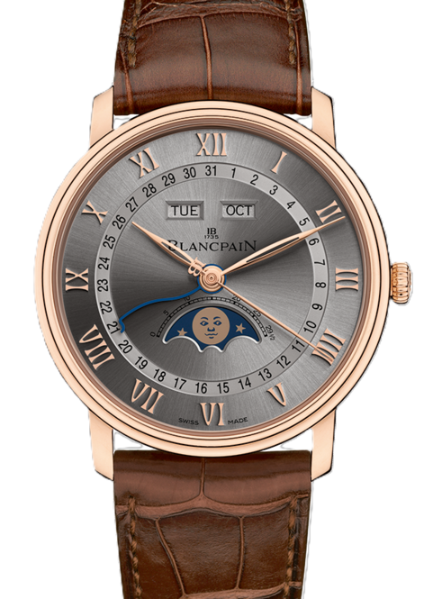 Blancpain Villeret Quantième Complet Szary 40 mm Złoto różowe 6654-3613-55B