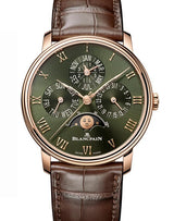 Blancpain Villeret Quantième Perpétuel Zielony 40 mm Złoto różowe 6656-3653-55B