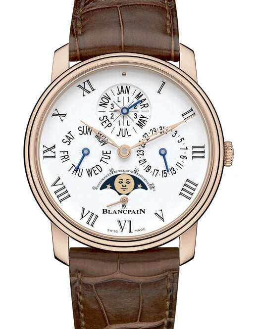 Blancpain Villeret Quantième Perpétuel 8 Jours Biały 42 mm Złoto różowe 6659-3631-55B