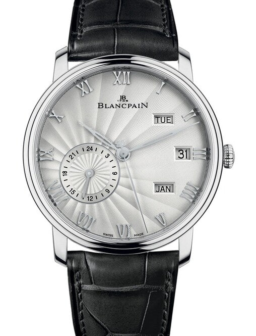 Blancpain Villeret Quantième Annuel GMT Srebrny 40 mm Złoto białe 6670-1542-55B