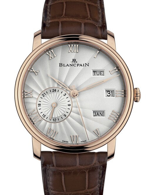 Blancpain Villeret Quantième Annuel GMT Srebrny 40 mm Złoto różowe 6670-3642-55B