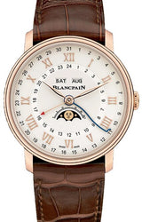 Blancpain Villeret Quantième Complet Phases de Lune GMT Srebrny 40 mm Złoto różowe 6676-3642-55B