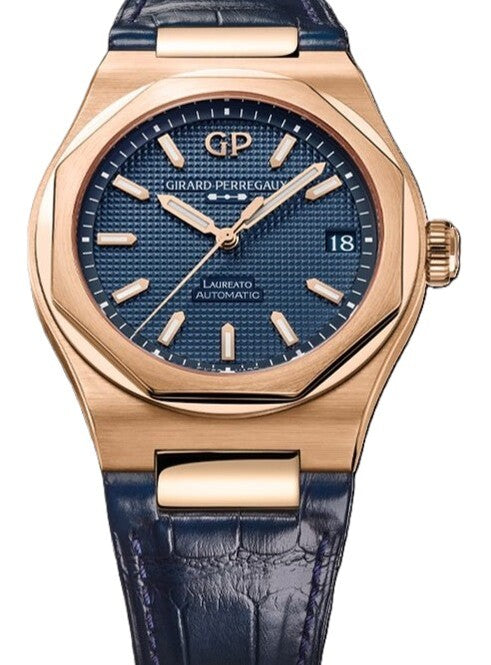 Girard Perregaux Laureato Niebieski 42 mm Złoto różowe 81010-52-436-BB4A
