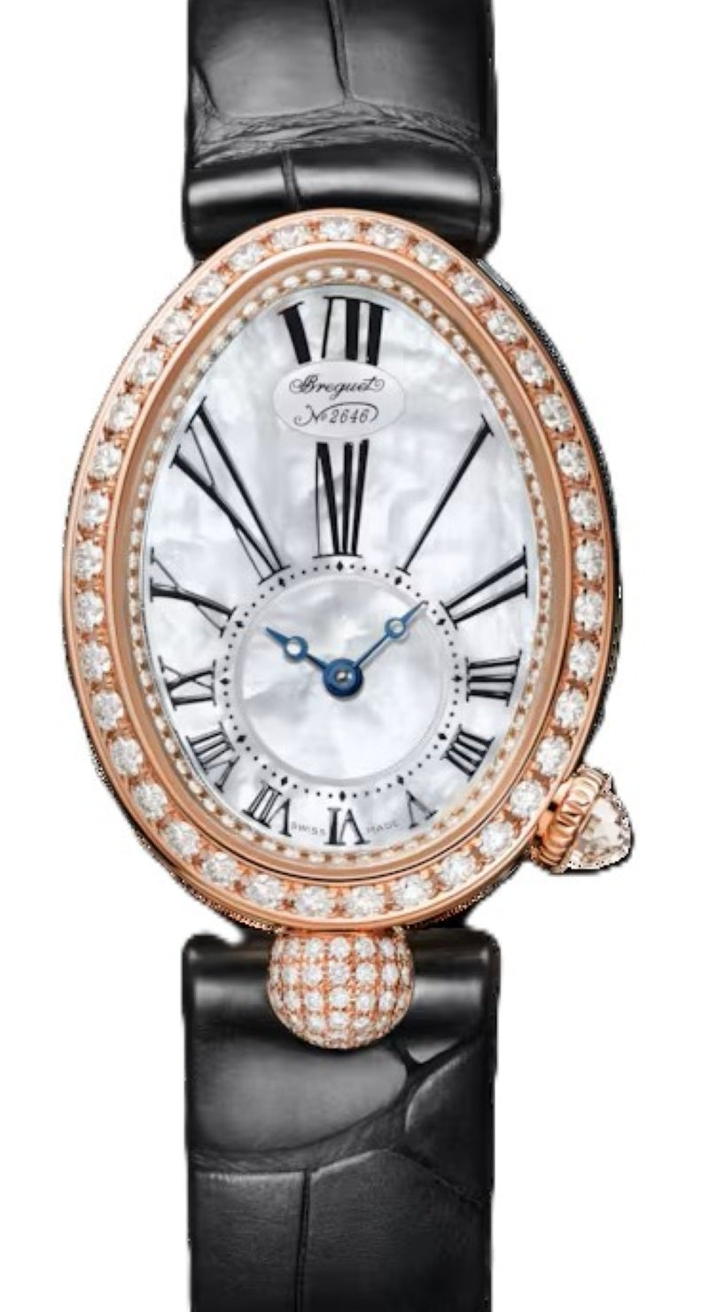 Breguet Reine de Naples Bialy 33 x 25 mm Zloto rozowe 8928BR/51/944/DD0D3L