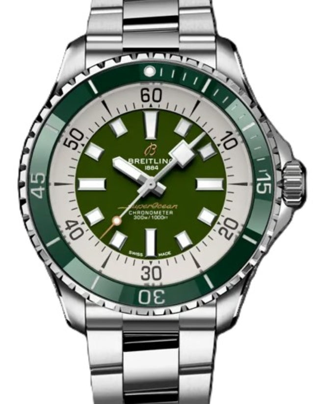 Breitling Superocean Zielony 44mm Stal A17376A31L1A1