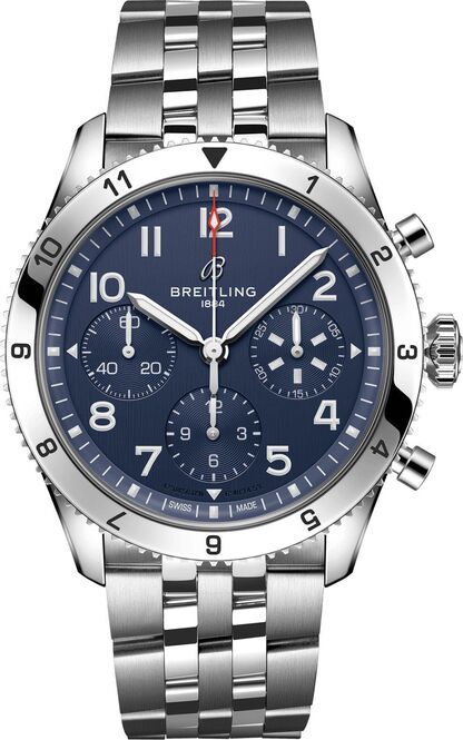 Breitling Classic Avi Chronograph Niebieski 42 mm Stal A233801A1C1A1
