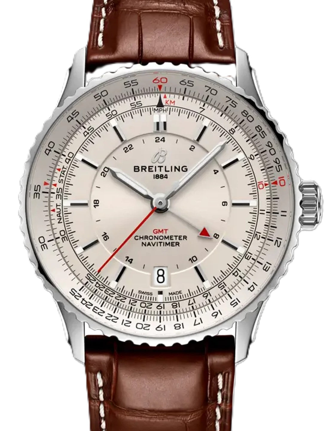 Breitling Navitimer GMT Srebrny 41 mm Stal A32310211G1P1