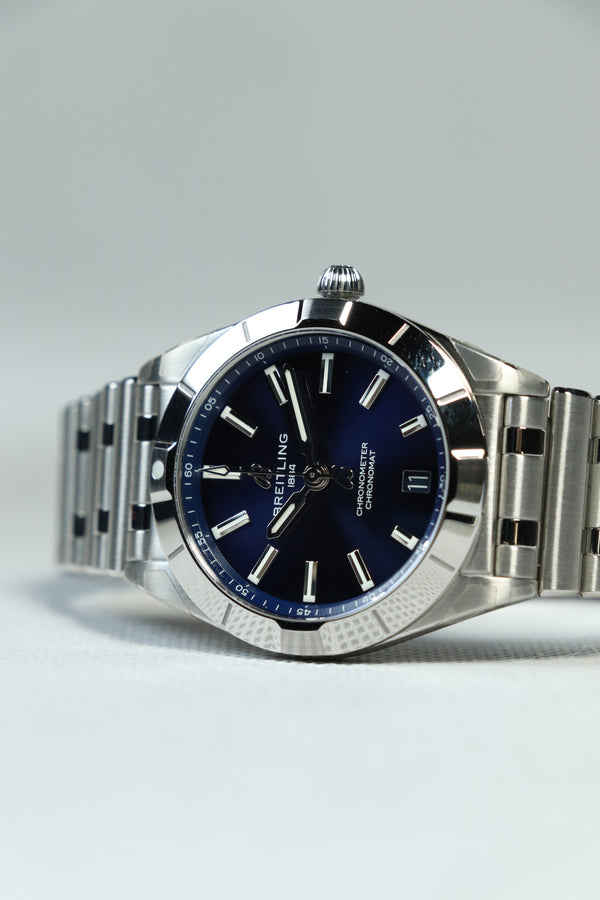Breitling Chronomat Niebieski 32mm Stal