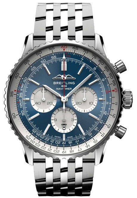 Breitling Navitimer B01 Chronograph Niebieski 46mm Stal AB0137211C1A1