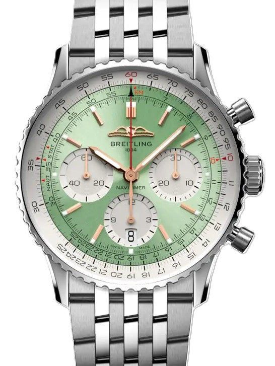 Breitling Navitimer 1 B01 Chronograph Zielony 41mm Stal AB0139211L1A1