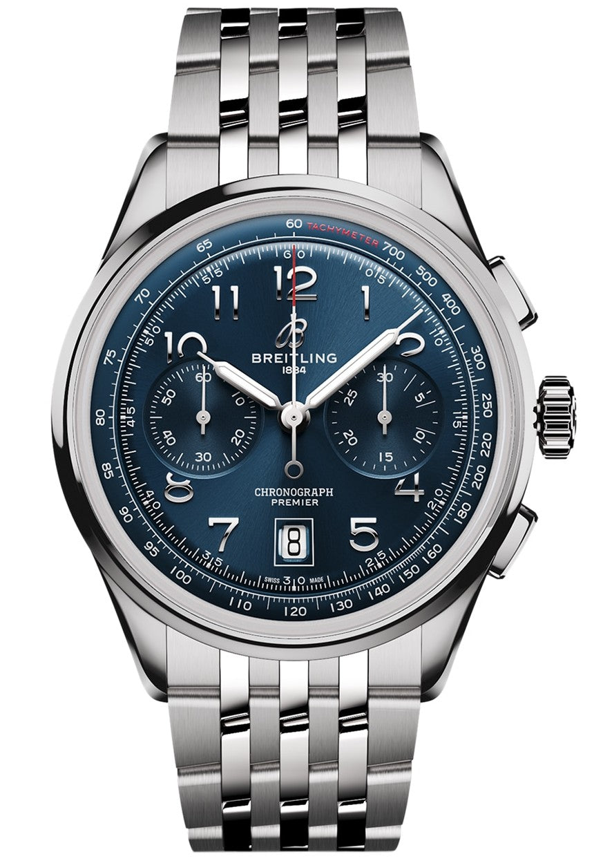 Breitling Premier Niebieski 42mm Stal AB0145171C1A1