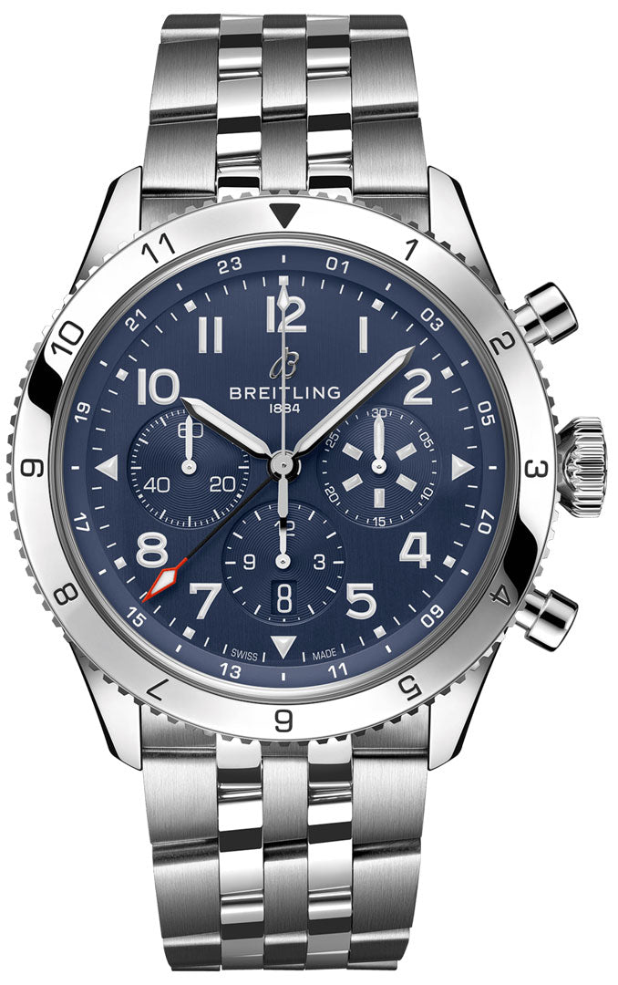 Breitling Super AVI Niebieski 46mm Stal AB04451A1C1A1