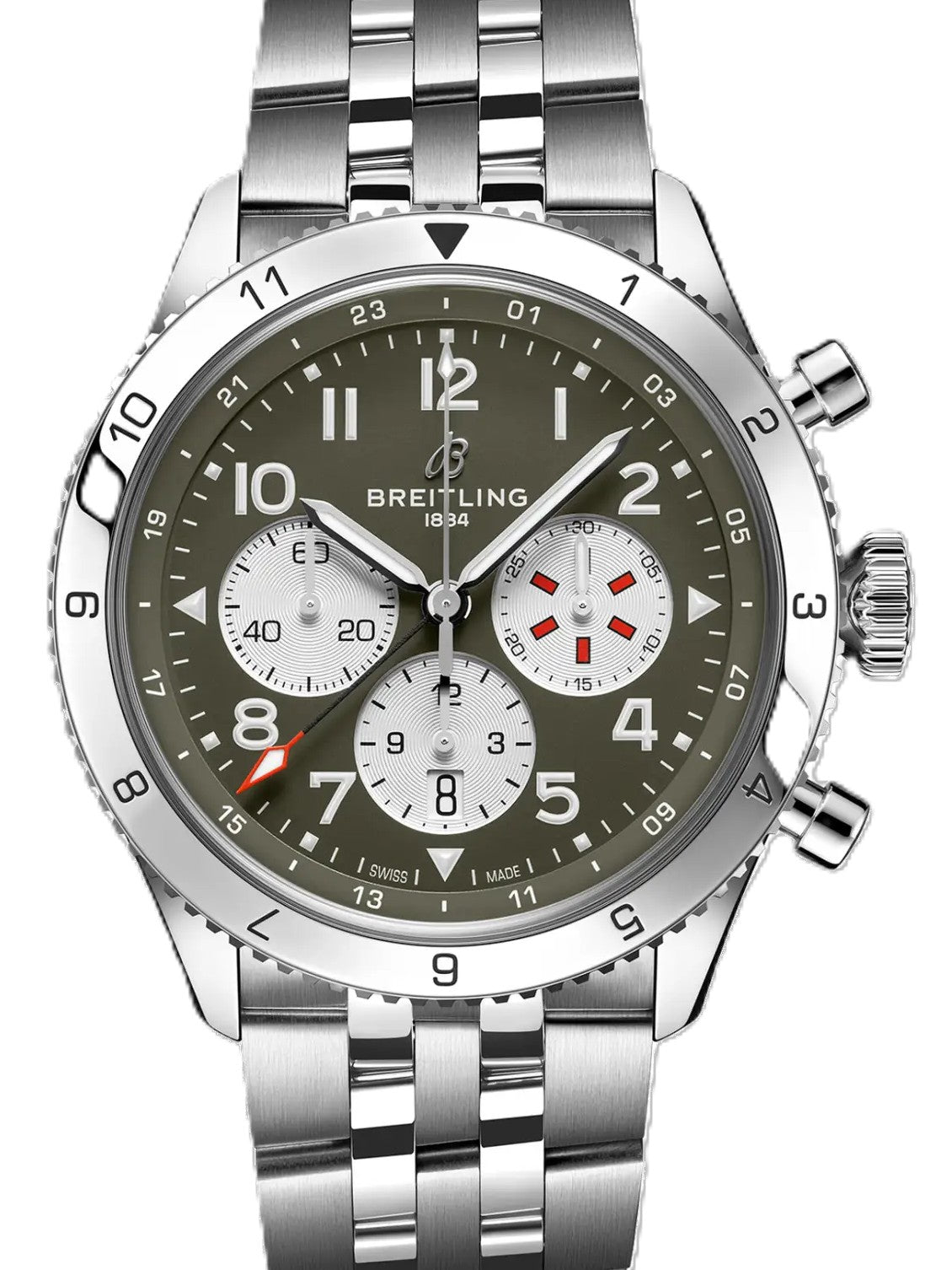 Breitling Super Avi Zielony 46mm Stal AB04452A1L1A1