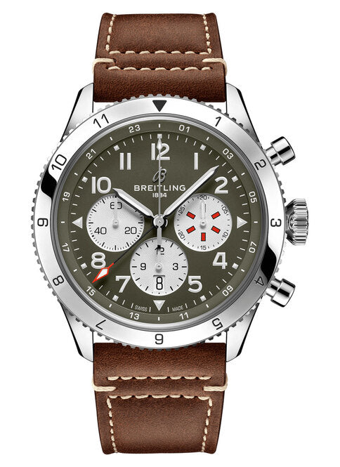 Breitling Super Avi Zielony 46mm Stal AB04452A1L1X1