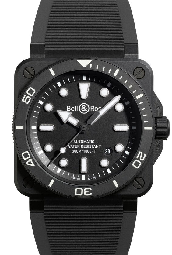 Bell & Ross BR 03 Diver Czarny 42 mm Ceramika BR03A-D-BL-CE/SRB