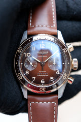 Longines Spirit Flyback Brązowy 42 mm Złoto/Stal L3.821.5.59.2