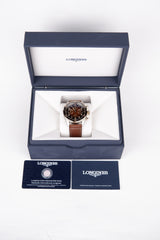Longines Spirit Flyback Brązowy 42 mm Złoto/Stal L3.821.5.59.2