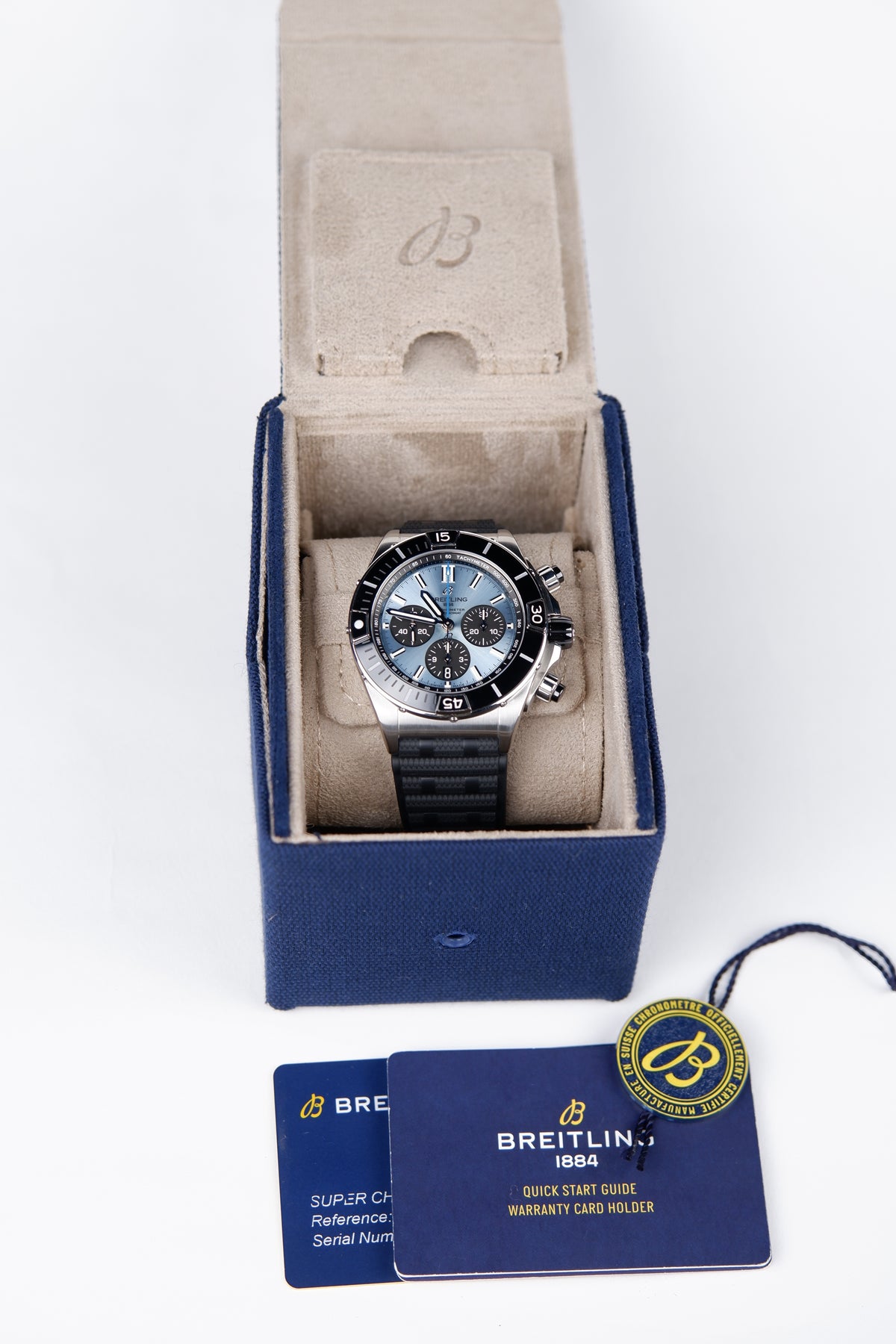 Breitling Super Chronomat Niebieski 44mm Stal PB0136251C1S1