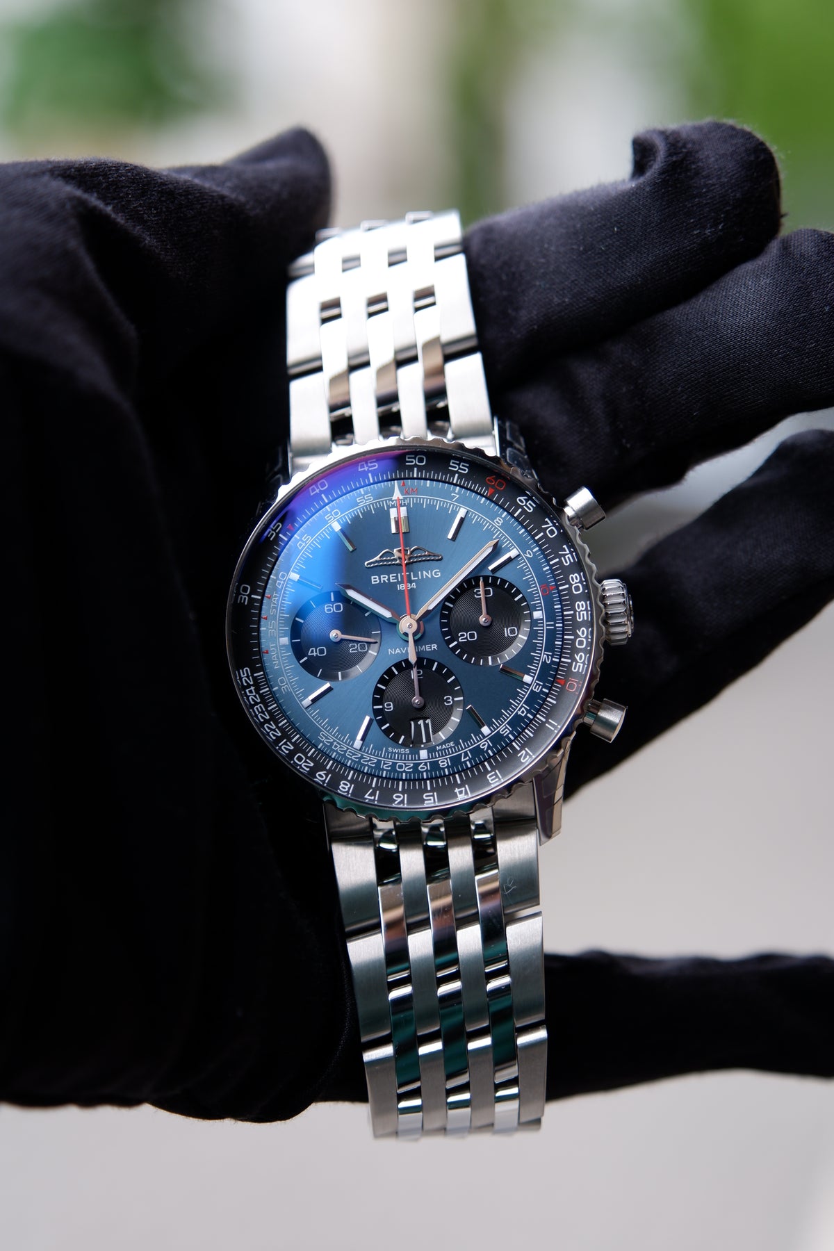 Breitling Navitimer Niebieski 41mm Stal AB0139241C1A1