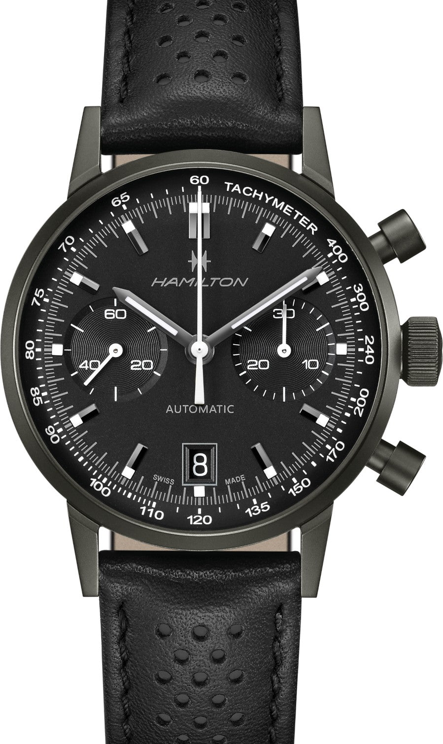 Hamilton Intra-Matic Czarny 40 mm Stal H38446730