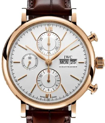 IWC Portofino Chronograph 42mm Srebrzysty 18-karatowe rozowe zloto