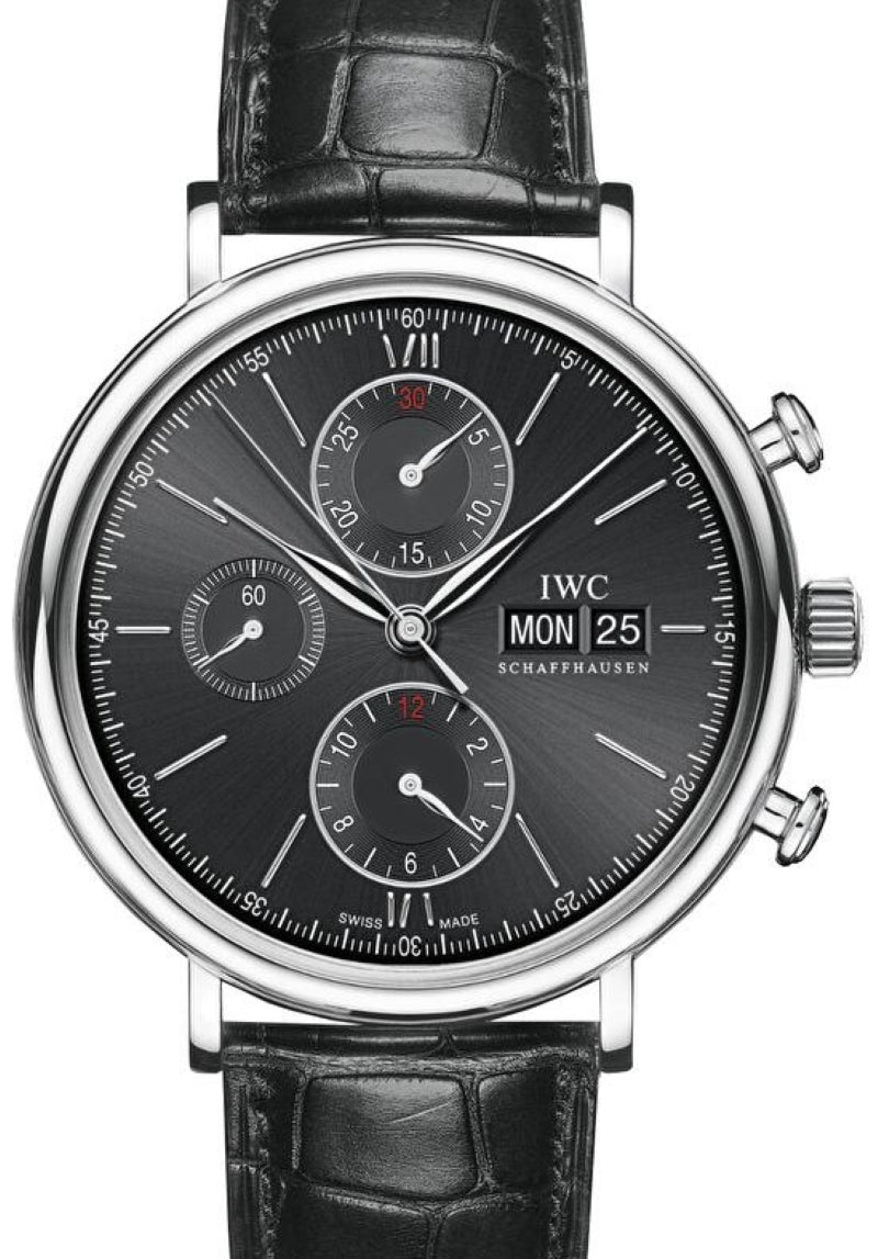 IWC Portofino Chronograph Czarny 42 mm Stal IW391029