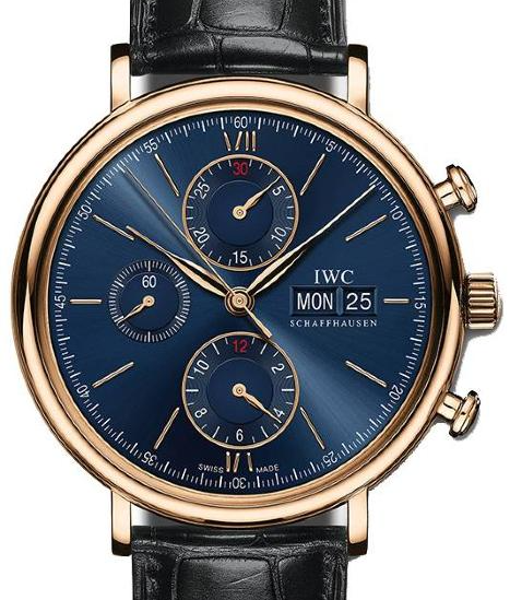 IWC Portofino Сhronograph 42mm Niebieski 18-karatowe rozowe zloto